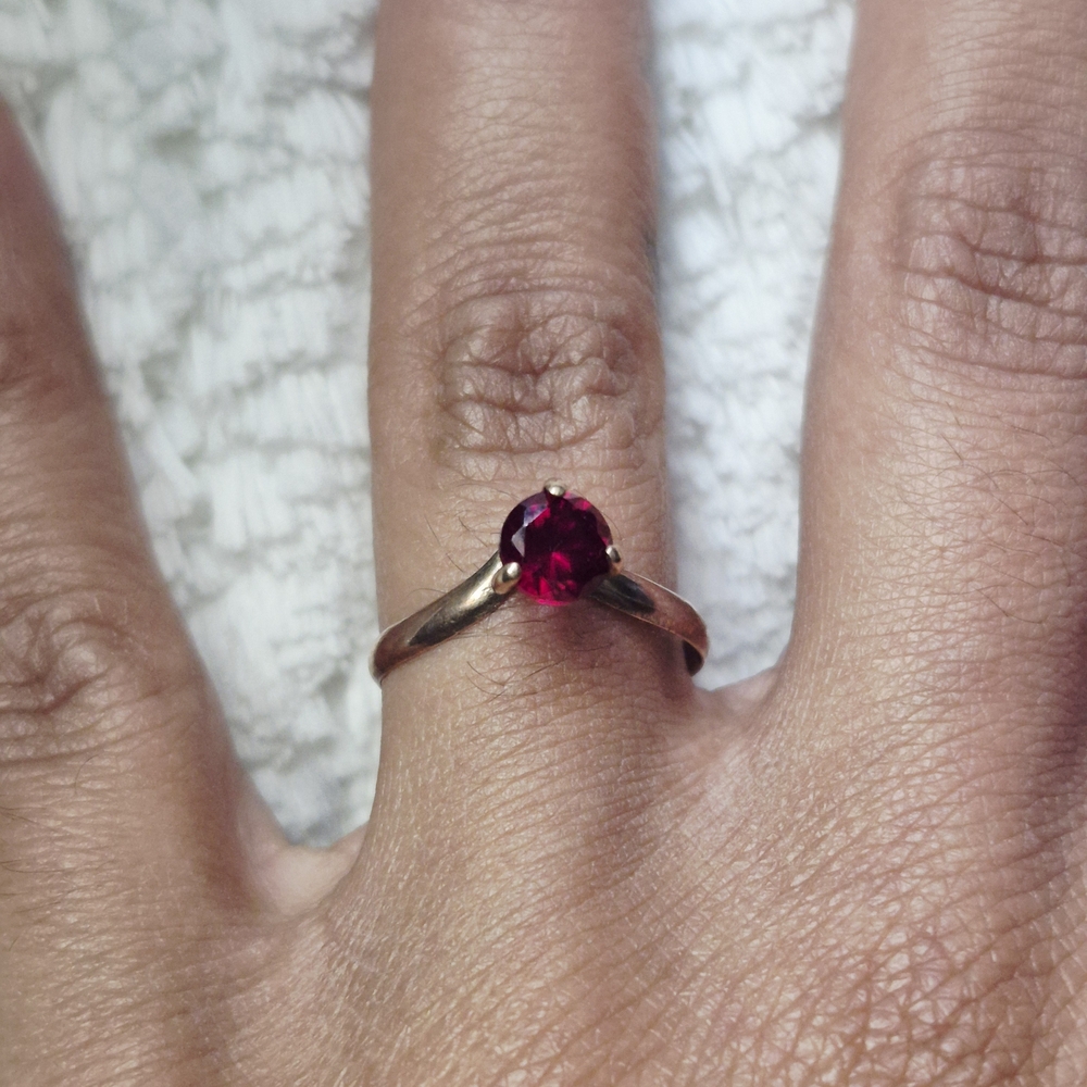 Victorian 10k Yellow Gold Ruby Ring - image 4